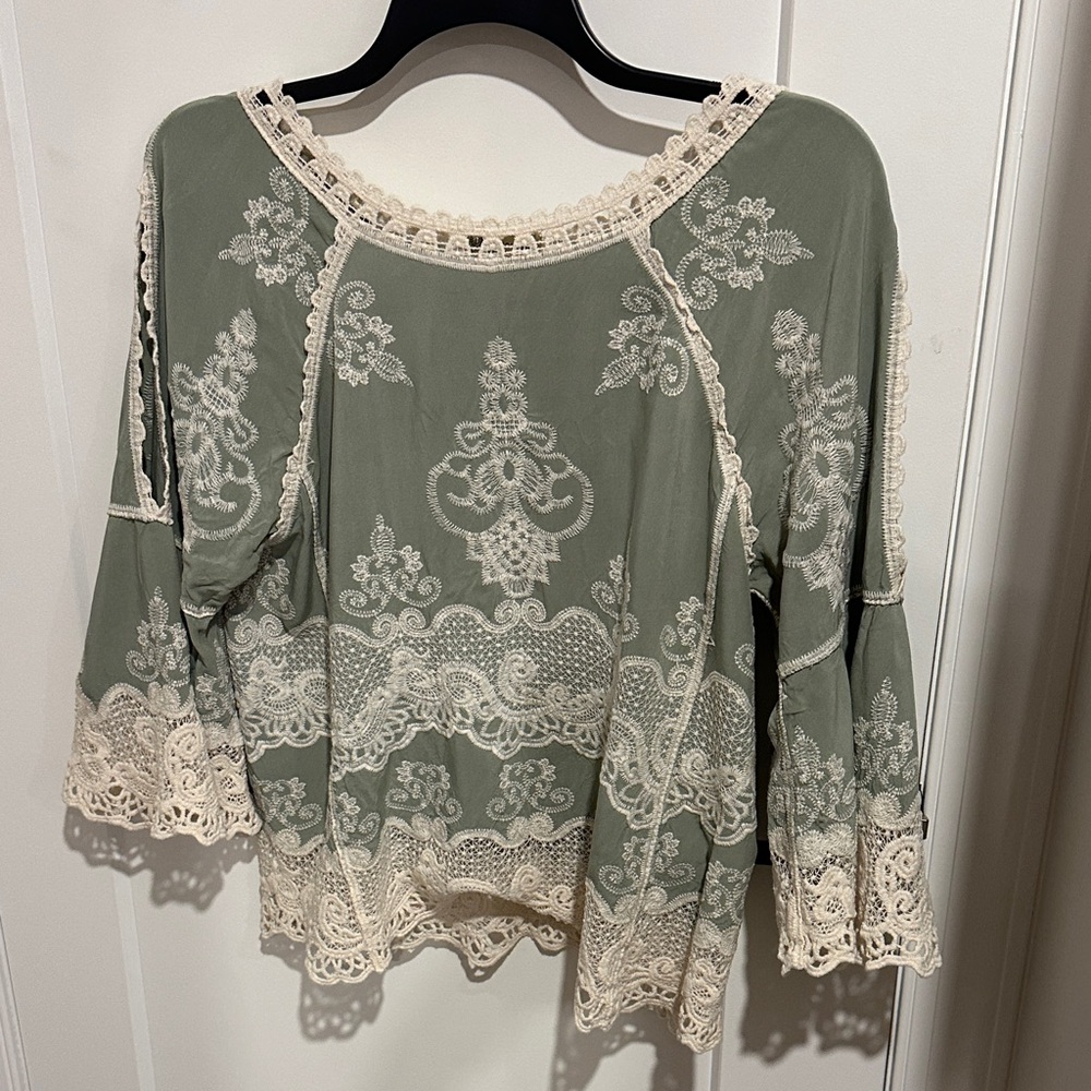 Democracy Olive Lace Blouse